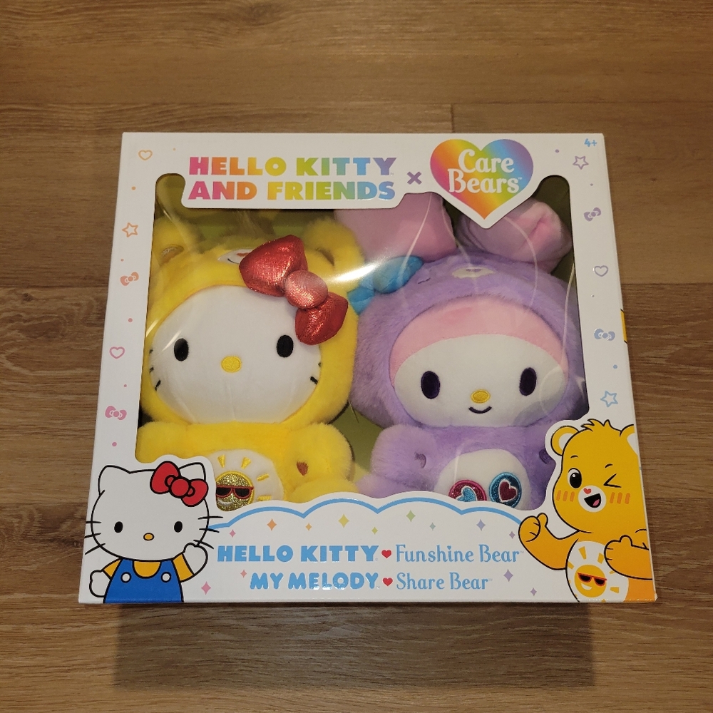 Hello Kitty x Care Bears Plush 2-Pack Funshine Bear & My Melody Share Bear